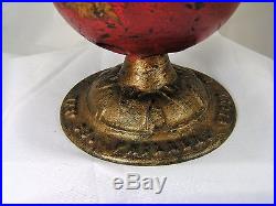 Antique 1875 ENTERPRISE MFG. Red Globe with Eagle Finial Cast Iron still Bank
