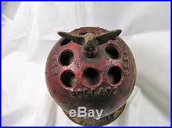 Antique 1875 ENTERPRISE MFG. Red Globe with Eagle Finial Cast Iron still Bank