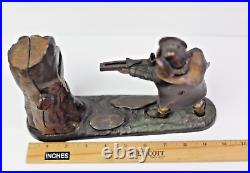 Antique 1877 J. E. Stevens Creedmoor Cast Iron Mechanical Bank Original Finish