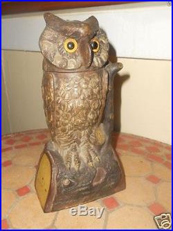 Antique 1880 Stevens Cast Iron Mechanical Owl Bank