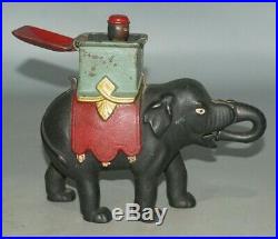 Antique 1880's Enterprise Cast Iron Mechanical Bank Elephant Man In Howdah