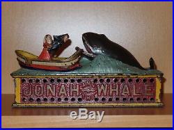 Antique 1890 19th Century Cast Iron Mechanical JONAH & the WHALE Bank (reduced)