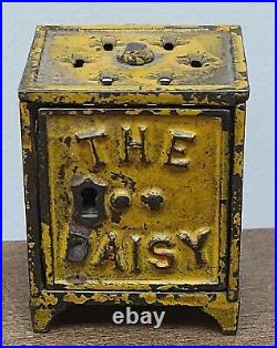 Antique 1890's Shimer Toy Co. The Daisy Safe Still Penny Bank Yellow Paint