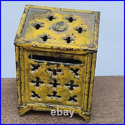 Antique 1890's Shimer Toy Co. The Daisy Safe Still Penny Bank Yellow Paint