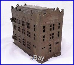 Antique 1891 Cast Iron Nickel-Plated Traders Savings Bank of Canada Coin Bank