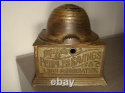 Antique 1892 Cast Iron Beehive Mechanical Bank Economy Accumulates Wealth RARE