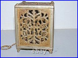 Antique 1896 Patent Cast Iron Ornate Safe Toy Size Still Bank Coin Metal with Key