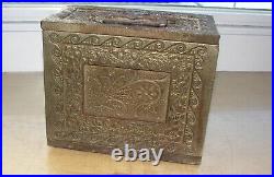 Antique 1905 J & E Stevens Cast Iron Coin Bank Box NO KEY