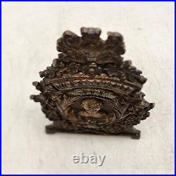 Antique 1914 Our Kitchener Floral Crest Cast Iron Still Coin Bank England