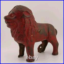 Antique 1920's A. C. Williams Cast Iron Red Lion Still Bank Amazing Condition