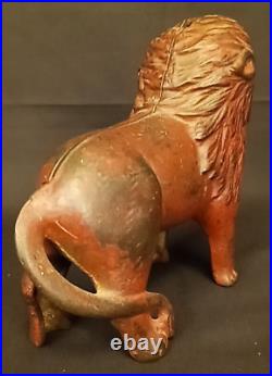 Antique 1920's A. C. Williams Cast Iron Red Lion Still Bank Amazing Condition