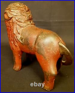 Antique 1920's A. C. Williams Cast Iron Red Lion Still Bank Amazing Condition