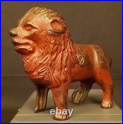 Antique 1920's A. C. Williams Cast Iron Red Lion Still Bank Amazing Condition