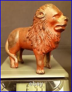 Antique 1920's A. C. Williams Cast Iron Red Lion Still Bank Amazing Condition