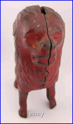 Antique 1920's A. C. Williams Cast Iron Red Lion Still Bank Amazing Condition