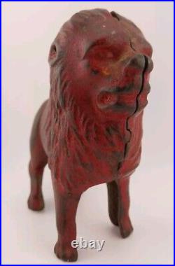 Antique 1920's A. C. Williams Cast Iron Red Lion Still Bank Amazing Condition