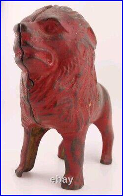 Antique 1920's A. C. Williams Cast Iron Red Lion Still Bank Amazing Condition