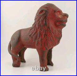 Antique 1920's A. C. Williams Cast Iron Red Lion Still Bank Amazing Condition