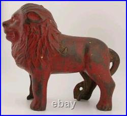 Antique 1920's A. C. Williams Cast Iron Red Lion Still Bank Amazing Condition