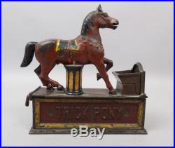 Antique 19c Original Trick Pony Cast Iron Mechanical Bank c1885 Americana Toy