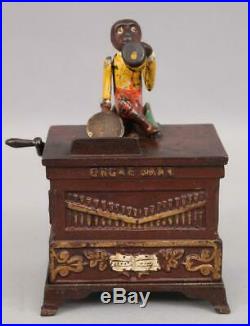 Antique 19thC KYSER & REX Cast Iron Monkey on Organ Mechanical Bank Org&Working