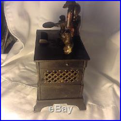 Antique 19thC Kyser & Rex Cast Iron Monkey Cat & Dog Organ Mechanical Bank