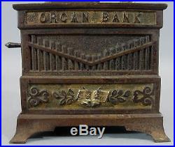 Antique 19thC Kyser & Rex Cast Iron Monkey Cat & Dog Organ Mechanical Bank NR