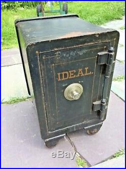 Antique 19th C. Ideal Cast Iron Safe 18x13x10 1/2 Combination Lock Works Bank