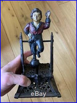 Antique 19th Century Boy on Trapeze Cast Iron J. Barton Smith Co Mechanical Bank