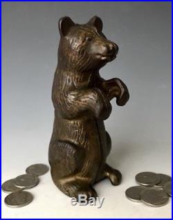 Antique AC Williams Arcade Cast Iron Begging Bear Still Penny Bank, Moore #715