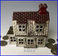 Antique AC Williams Cast Iron Colonial House Still Penny Bank #992, c. 1920