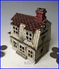 Antique AC Williams Cast Iron Colonial House Still Penny Bank #992, c. 1920