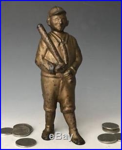 Antique AC Williams Cast Iron Ty Cobb Baseball Player Still Penny Bank, c. 1920