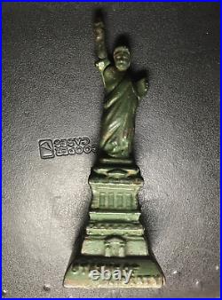 Antique A. C. Williams Cast Iron Gold Colored Statue of Liberty Still Penny Bank