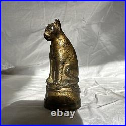 Antique A C Williams Figural Cast Iron Still Penny Bank Cat on Barrel