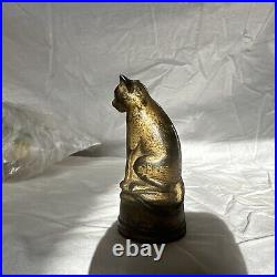 Antique A C Williams Figural Cast Iron Still Penny Bank Cat on Barrel