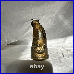 Antique A C Williams Figural Cast Iron Still Penny Bank Cat on Barrel