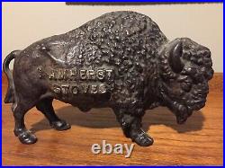 Antique Advertising Cast Iron Buffalo Bank from Amherst Stoves