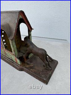 Antique American J & E Stevens Cast Iron Mule Entering Barn Mechanical Bank 1880