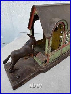 Antique American J & E Stevens Cast Iron Mule Entering Barn Mechanical Bank 1880