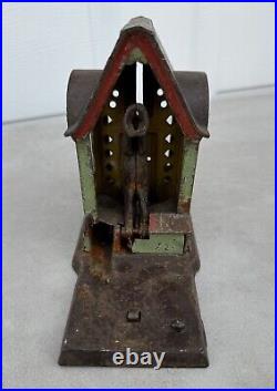 Antique American J & E Stevens Cast Iron Mule Entering Barn Mechanical Bank 1880