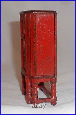Antique Arcade Toy Cast Iron GE Radio Still Penny Bank in Red Original Paint