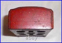 Antique Arcade Toy Cast Iron GE Radio Still Penny Bank in Red Original Paint