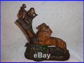 Antique Authentic Kyser & Rex Lion & Monkeys Cast Iron Mechanical Bank, c. 1883