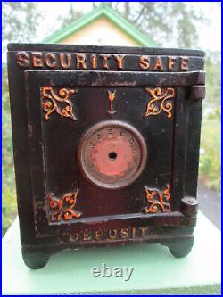 Antique CAST IRON CI SECURITY SAFE DEPOSIT Still Combination Bank 1880's Small