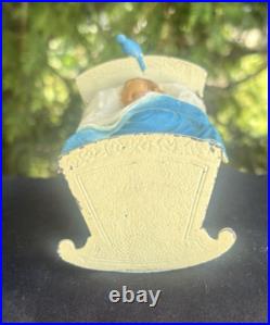 Antique C 1920s Original Paint Stevens Cast Iron Sleeping Baby Still Coin Bank Antique C 1920s Original Paint Stevens Cast Iron Sleeping Baby Still Coin Bank
