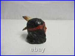Antique Cast Iron American Indian Girl Head Coin Bank Germany Early 1900s