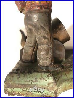 Antique Cast Iron Artillery Toy Bank, Confederate Soldier, ca. 1892, repaired