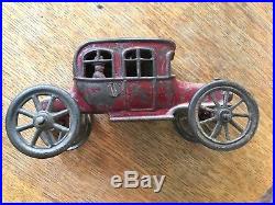 Antique Cast Iron Auto Bank Red Original Paint 7 by 3 1/2