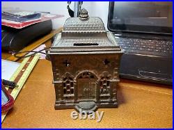 Antique Cast Iron Bank 5 1/2 Dated Feb 2 1875 PAT with Twist Pin